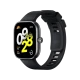 Xiaomi Redmi Watch 4 siyah akıllı saat, renkli ekranı ve silikon kordonuyla önden açılı görünüm.