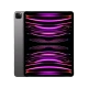 Apple iPad Pro 2022 Wi‑Fi + Cellular gri tablet, 12,9 inç ekran görünümü ve parlak neon arayüzü