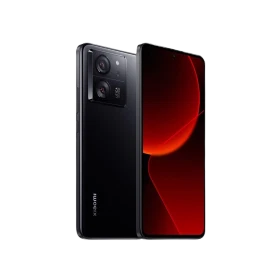 Xiaomi 13T siyah akıllı telefon, arka kamera modülü ve tam ekran ön yüz görünümüyle iki açıdan görünüm