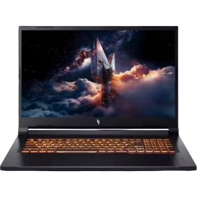 Acer Nitro V 17 AI ANV17-41-R3H8 siyah oyuncu laptop, önden açık görünüm ve turuncu aydınlatmalı klavye