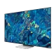 Samsung 75QN95B QLED Ultra HD 4K TV, genel renkli şık tasarım ve canlı mavi ekran görüntüsü