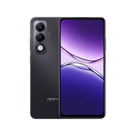 Oppo A5i Pro mor akıllı telefon, ön ekran ve arka kamera modülüyle vitrin ürün görünümü