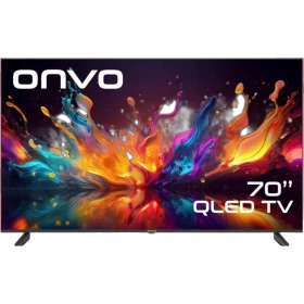Onvo 70OVF9001UQ Ultra HD 4K LED televizyon, siyah çerçeveli ekranda renkli QLED görüntü