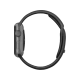 Apple Watch Sport 38 mm akıllı saat, uzay grisi alüminyum kasa ve siyah spor kordonla yandan görünüm