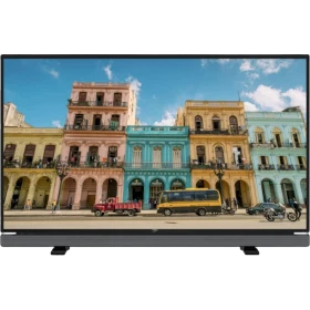 Beko B49L 5740 4B Full HD FHD TV, ekranda renkli şehir binaları ve hareketli bir cadde görüntüsüyle