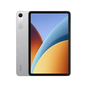 Gümüş Redmi Pad 2 9.7 inç 64 GB uygun fiyatlı tablet; ön ekran ve arka kamera modülü görünüyor.