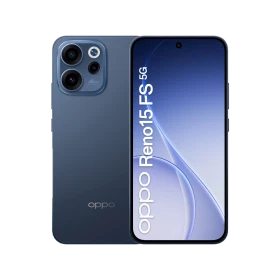 Oppo Reno 15 FS siyah akıllı telefon, ön ekran ve arka kamera modülü görünümüyle vitrin çekimi