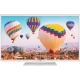 Vestel 50FB5000B Full HD FHD TV, beyaz çerçeveli LED televizyonda renkli sıcak hava balonları görüntüsü