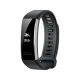 Huawei Band 2 siyah akıllı bileklik, yüzme ekranı ve ayarlanabilir kayışıyla önden görünüyor