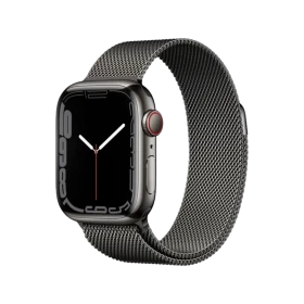 Apple Watch Series 7 Cellular 41 mm siyah paslanmaz çelik kasa ve Milano Loop akıllı saat