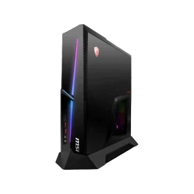 MSI MEG Trident X 10SE-851EU masaüstü bilgisayar, siyah kompakt kasası ve RGB aydınlatmasıyla