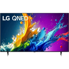 LG 65QNED80T6A Ultra HD 4K TV, QNED ekranında renkli su ve enerji efektleri olan televizyon vitrini