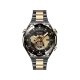 Siyah Huawei Watch Ultimate Design akıllı saat, altın detaylı metal kordonuyla önden görünür.