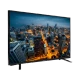 Grundig 49 VLX 8650 BP Ultra HD 4K LED televizyon, siyah çerçeveli ve şehir manzarası gösteren ekran