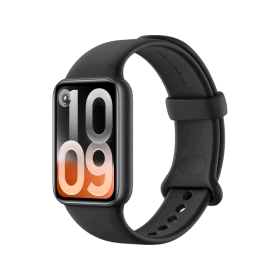 Xiaomi Smart Band 10 Pro siyah akıllı bileklik, renkli ekranı ve ayarlanabilir silikon kayışıyla önden görünüm