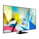 Samsung 65Q80T Ultra HD 4K QLED televizyon; soyut renkli ekran görüntüsü ile önden görünüm