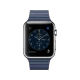 Apple Watch 42 mm gümüş paslanmaz çelik kasa ve gece mavisi deri Loop akıllı saat