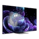 TCL 55C835 Ultra HD 4K LED televizyon ekranında mor-mavi dijital çiçek görseli, genel renk.