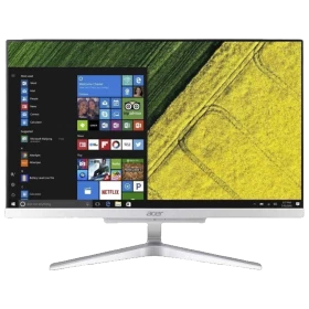 Acer Aspire C22-865 masaüstü bilgisayar, gümüş renkli ince ekran ve Windows arayüzüyle önden görünüm