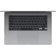 Apple MacBook Air M3 15.3 inç gri laptop, üstten açık görünümde klavye ve geniş trackpad detayıyla