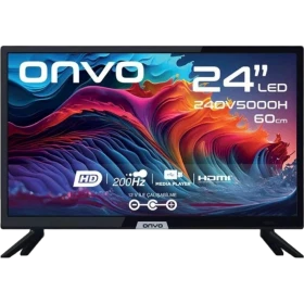 Onvo 24OV5000H HD Ready 24 inç LED televizyon, siyah çerçeveli ekran ve ayaklı tasarım