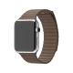 Apple Watch 42 mm gümüş paslanmaz çelik kasalı, açık kahverengi deri Loop kayışlı akıllı saat