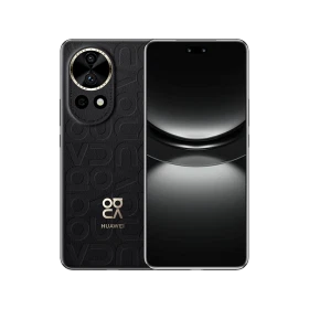 Huawei Nova 12 Ultra siyah akıllı telefon, ön ekran ve arka kamera modülü detaylı vitrin görünümü