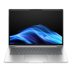 HP ProBook 4 G1a 14 AI D36KHET gümüş iş ve ofis laptopu, açık ekranlı görünüm.