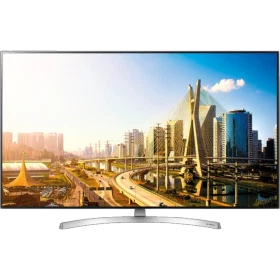 LG 49SK8500PLA Ultra HD 4K LED TV ekranda şehir manzarasıyla, vitrin ürünü görünümlü genel renk