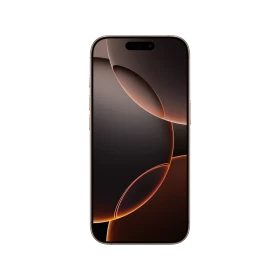 Apple iPhone 16 Pro akıllı telefon, Çöl Titanyum renkli, önden ekran ve ince çerçeve görünümü