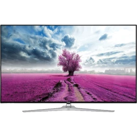 Vestel 49UD9290 Ultra HD 4K LED televizyon, mor çiçekli tarla manzarası gösteren siyah ekranıyla