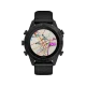 Garmin MARQ Commander Gen 2 siyah akıllı saat, harita navigasyon ekranı ve siyah kayışla önden görünüm