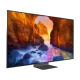 Samsung 75Q90R QLED Ultra HD 4K televizyon, siyah çerçeveyle kavisli dağ manzaralı ekran görüntüsü