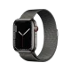 Apple Watch Series 7 Cellular 45 mm siyah paslanmaz çelik kasa ve Milano Loop akıllı saat, önden görünüm