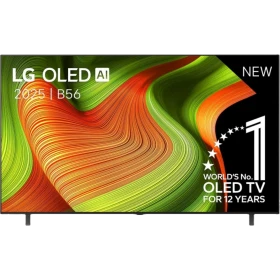 LG OLED77B56LA Ultra HD 4K OLED televizyon vitrin görseli; canlı renk dalga tasarımı, siyah ekran çerçeve