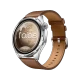 Honor Watch 6 Kahverengi akıllı saat, yuvarlak ekranı ve kahverengi deri kayışıyla önden görünür halde