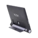 Lenovo Yoga Tab 3 LTE 4G siyah tablet, ayaklı destekli kullanım pozisyonu ile gösteriliyor.