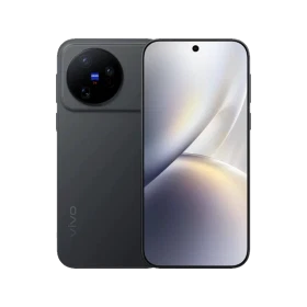 Vivo X500 gri telefonun ön ve arka yüzü, geniş ekranı ve dairesel kamera modülüyle birlikte gösteriliyor