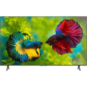 Grundig 98 GHQ 9501 Ultra HD 4K LED televizyon, ekranında renkli beta balıkları görüntüsüyle