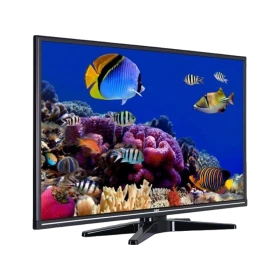 SEG LE24SAT227-B HD Ready HD TV siyah, ekranda renkli mercan resifi ve balıklar, ayaklı tasarım