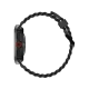 Tecno Watch Neo siyah akıllı saat, metalik kasası ve kırmızı detaylı yan düğmesiyle yandan görünüm