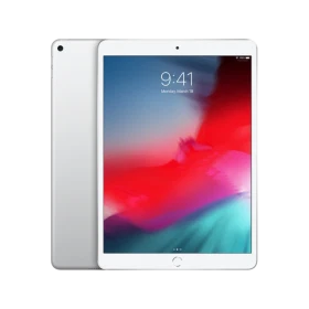Apple iPad Air 3 256 GB 4G gümüş tablet, ön ve arka yüz görünümlü öğrenci kullanımı için uygun.