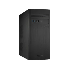 Asus D340MC-I59400002T siyah masaüstü bilgisayar kasası, ön panel bağlantı noktalarıyla birlikte
