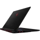 MSI Raider A18 HX A9WHG-266TR siyah oyuncu laptop; açılmış ekran ve kırmızı aydınlatma şeridi görünüyor