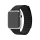 Apple Watch 42 mm gümüş paslanmaz çelik kasa ve siyah deri Loop akıllı saat