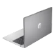 HP 250 G10 9G1E6ET14 gri iş ve ofis laptopu, açık ve yan görünüm klavye ile