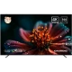 Grundig 85 GQ 880 Ultra HD 4K QLED LED televizyon, siyah çerçeveli geniş ekran ve çiçek görüntüsüyle gösteriliyor