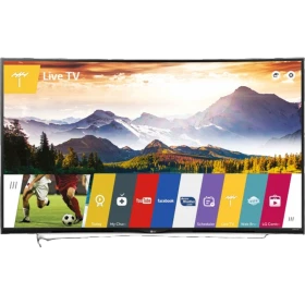 LG 65UG870V Ultra HD 4K LED televizyon ekranında manzara ve Live TV arayüzü, genel renk vitrinde