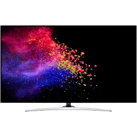 Vestel 55OD9900 Ultra HD 4K OLED televizyon, siyah ekranında renkli galaksi görüntüsüyle önden görünüm