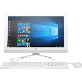 HP 22-c0064nt 8UN10EA masaüstü bilgisayar, beyaz ekran, klavye ve fare setiyle